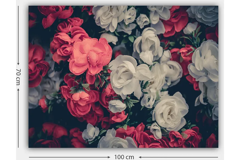Canvastavla 70x100 cm - Färgglada blommor i röd och vit nyans - Röd / Vit - Inredning - Tavlor & konst - Canvastavlor