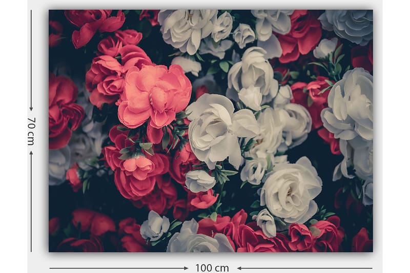 Canvastavla 70x100 cm - Färgglada blommor i röd och vit nyans - Röd / Vit - Inredning - Tavlor & konst - Canvastavlor