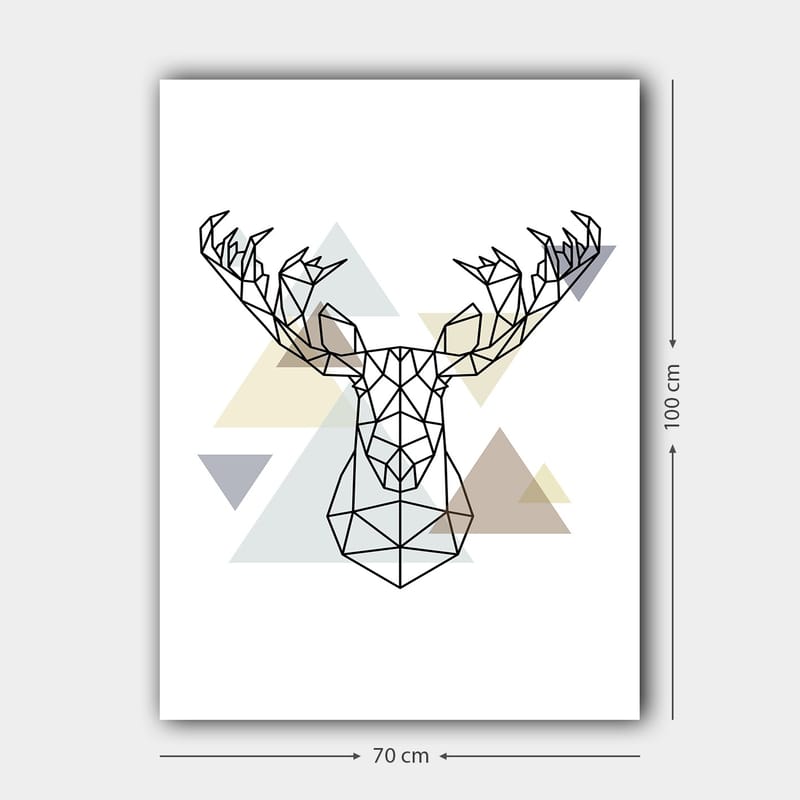 Canvastavla 70x100 cm - Geometrisk älghuvud i polygonal stil - Svart / Ljusgrå / Beige - Inredning - Tavlor & konst - Canvastavlor