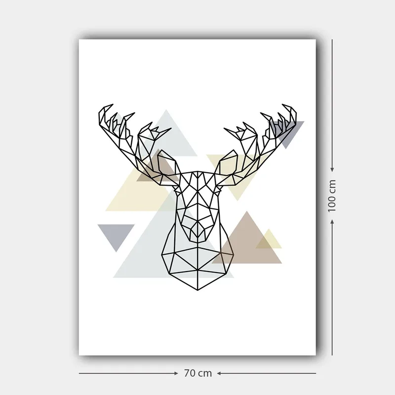 Canvastavla 70x100 cm - Geometrisk älghuvud i polygonal stil - Svart / Ljusgrå / Beige - Inredning - Tavlor & konst - Canvastavlor
