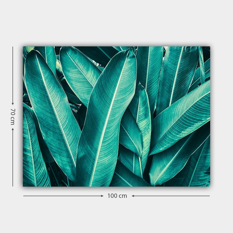 Canvastavla 70x100 cm - Grönskande bladverk i en harmonisk komposition - Turkos / Mörkgrön - Inredning - Tavlor & konst - Canvastavlor