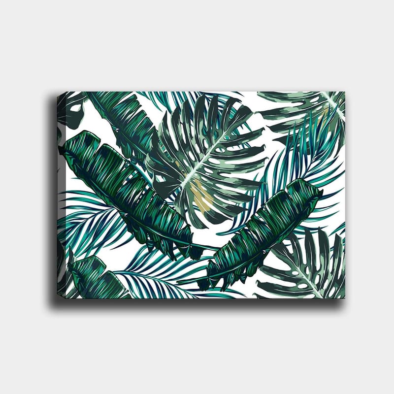 Canvastavla 70x100 cm - Grönskande palmblad i en livlig komposition - Mörkgrön / Ljusgrön / Gulgrön - Inredning - Tavlor & konst - Canvastavlor