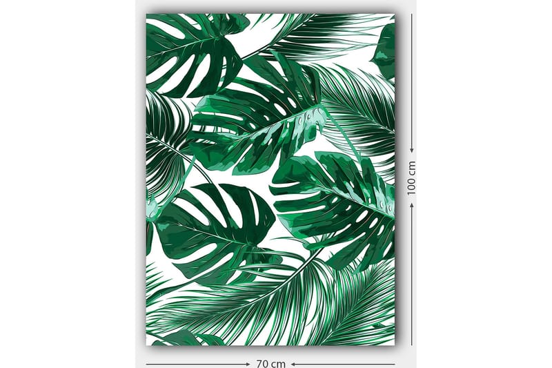 Canvastavla 70x100 cm - Grönskande palmblad i olika former och storlekar - Mörkgrön / Ljusgrön - Inredning - Tavlor & konst - Canvastavlor