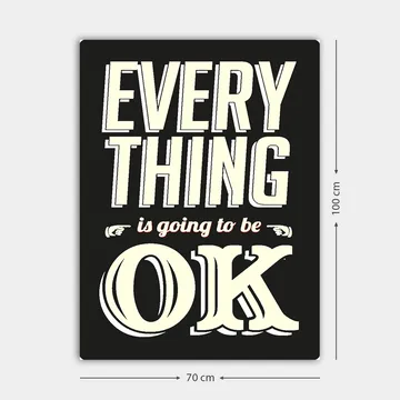 Canvastavla 70x100 cm - Inspirerande typografisk konst med budskapet Everything is going to be OK - Svart / Off-white / Röd - Inredning - Tavlor & konst - Canvastavlor