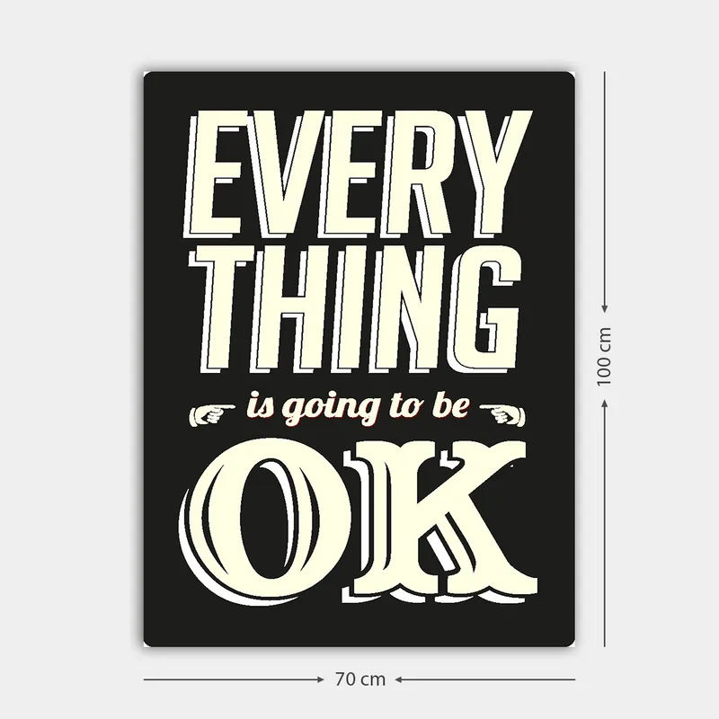 Canvastavla 70x100 cm - Inspirerande typografisk konst med budskapet Everything is going to be OK - Svart / Off-white / Röd - Inredning - Tavlor & konst - Canvastavlor