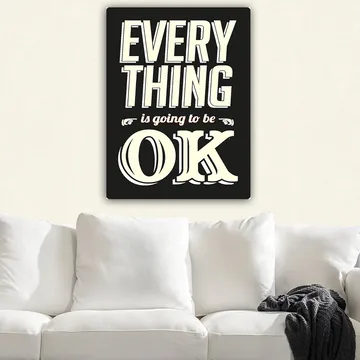 Canvastavla 70x100 cm - Inspirerande typografisk konst med budskapet Everything is going to be OK - Svart / Off-white / Röd - Inredning - Tavlor & konst - Canvastavlor