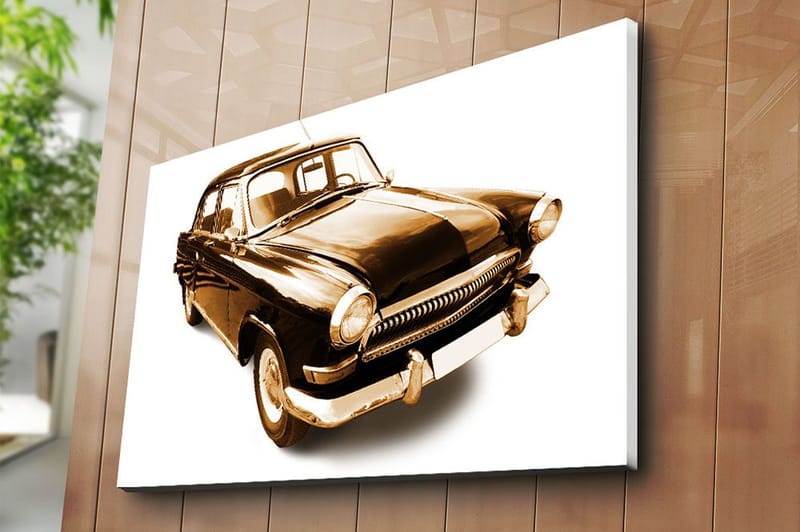 Canvastavla 70x100 cm - Klassisk bil i svart och guldtoner - Svart / Guld - Inredning - Tavlor & konst - Canvastavlor