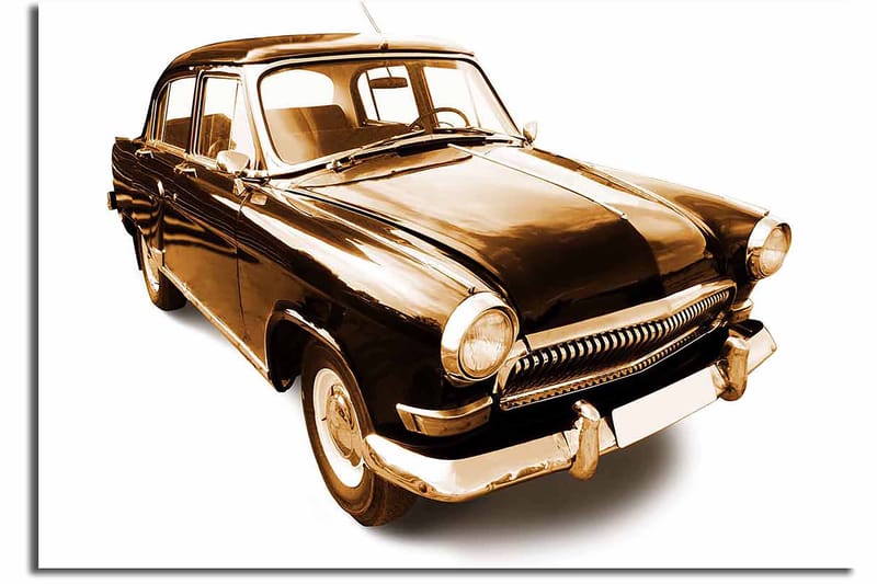 Canvastavla 70x100 cm - Klassisk bil i svart och guldtoner - Svart / Guld - Inredning - Tavlor & konst - Canvastavlor