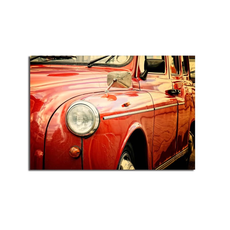 Canvastavla 70x100 cm - Klassisk röd bil med detaljer i krom - Röd / Kromgrå - Inredning - Tavlor & konst - Canvastavlor