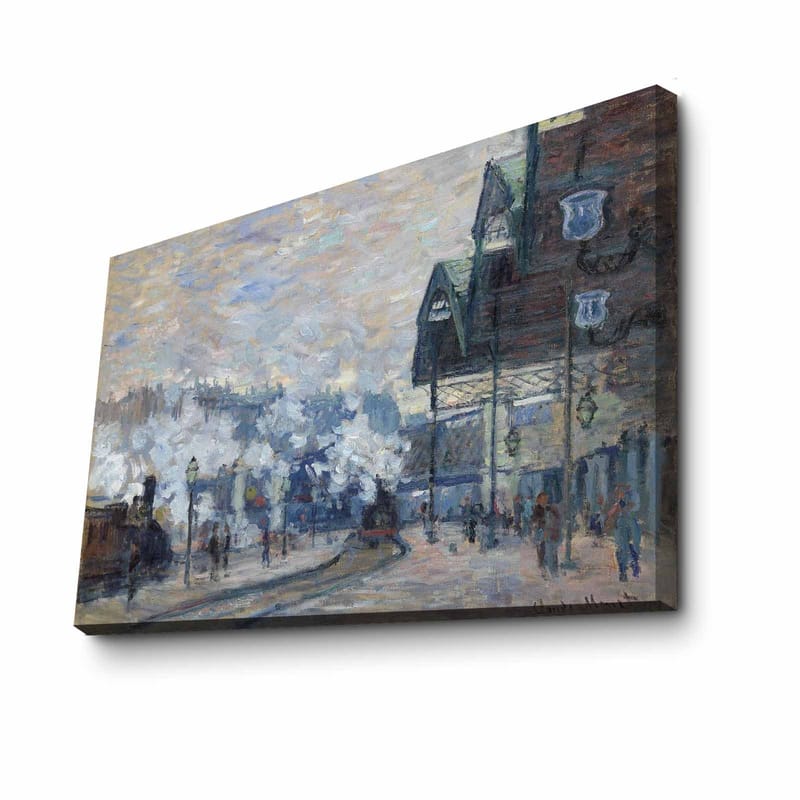 Canvastavla 70x100 cm - Livlig stadsbild med människor och byggnader i en vintermiljö - Blå / Grå / Vit - Inredning - Tavlor & konst - Canvastavlor