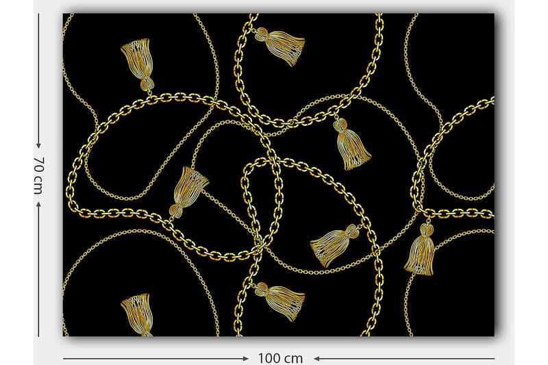 Canvastavla 70x100 cm - Mönster av kedjor och fransar i en elegant design - Guld / Svart - Inredning - Tavlor & konst - Canvastavlor