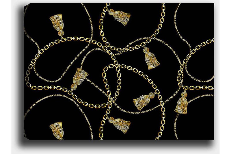 Canvastavla 70x100 cm - Mönster av kedjor och fransar i en elegant design - Guld / Svart - Inredning - Tavlor & konst - Canvastavlor