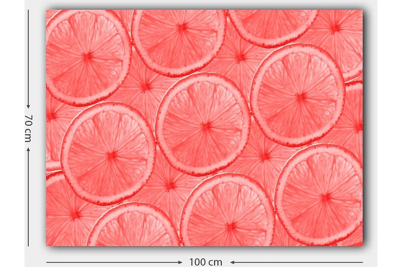 Canvastavla 70x100 cm - Mönster av skivor av citrusfrukter i ljusa nyanser - Ljusrosa / Korall - Inredning - Tavlor & konst - Canvastavlor