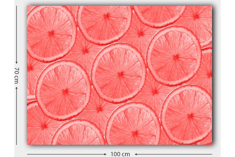 Canvastavla 70x100 cm - Mönster av skivor av citrusfrukter i ljusa nyanser - Ljusrosa / Korall - Inredning - Tavlor & konst - Canvastavlor