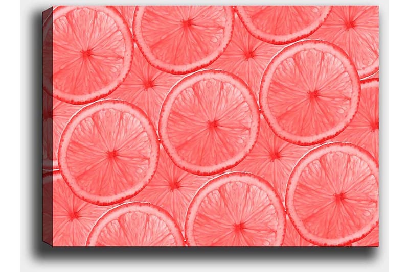Canvastavla 70x100 cm - Mönster av skivor av citrusfrukter i ljusa nyanser - Ljusrosa / Korall - Inredning - Tavlor & konst - Canvastavlor