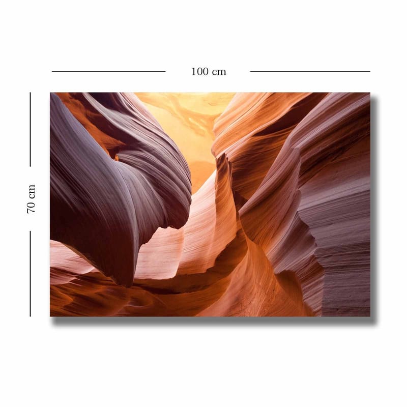 Canvastavla 70x100 cm - Majestätisk canyon med mjukt formade klippor i varma jordtoner - Orange / Rödbrun / Lila - Inredning - Tavlor & konst - Canvastavlor