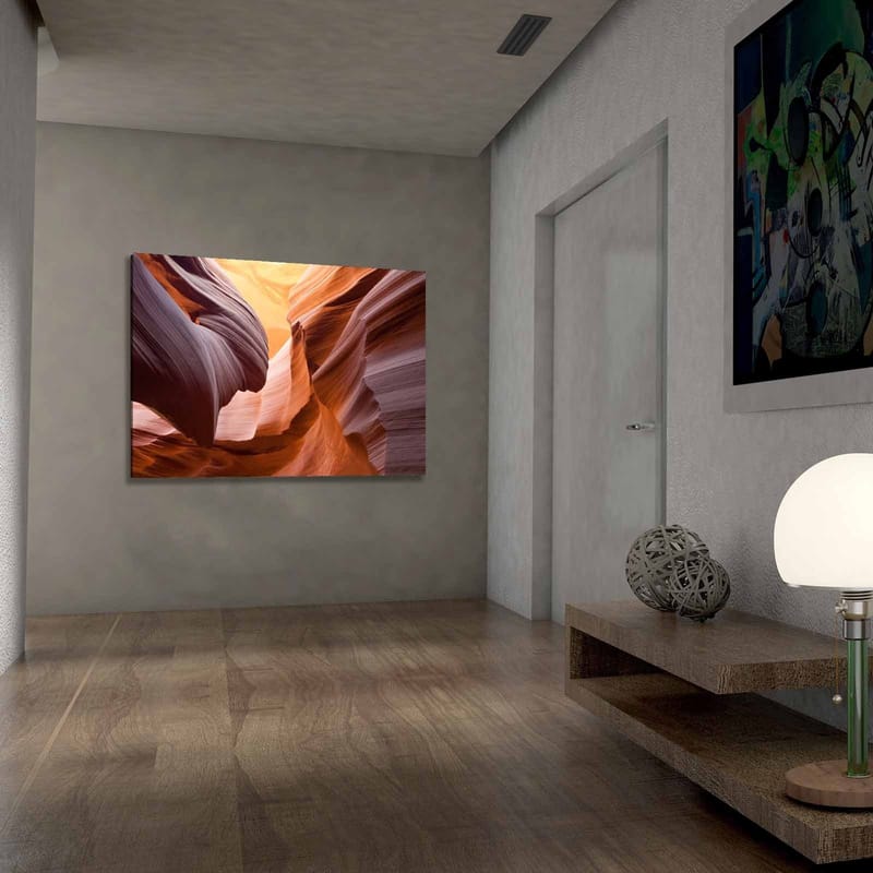 Canvastavla 70x100 cm - Majestätisk canyon med mjukt formade klippor i varma jordtoner - Orange / Rödbrun / Lila - Inredning - Tavlor & konst - Canvastavlor