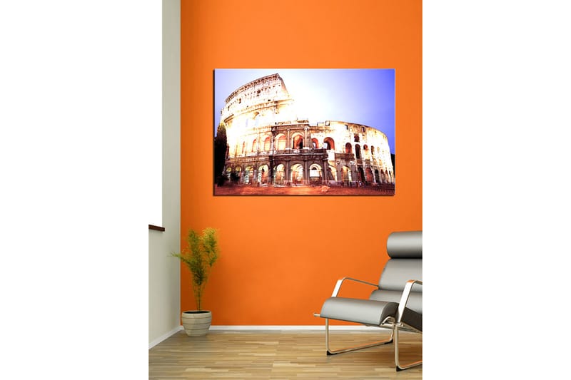 Canvastavla 70x100 cm - Majestätisk vy av Colosseum i Rom, fångad i ett mjukt ljus - Beige / Grå / Orange - Inredning - Tavlor & konst - Canvastavlor