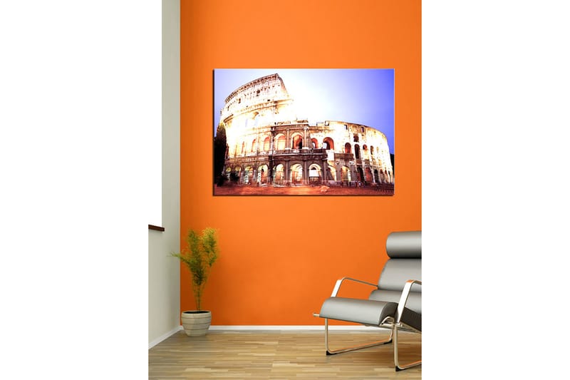 Canvastavla 70x100 cm - Majestätisk vy av Colosseum i Rom, fångad i ett mjukt ljus - Beige / Grå / Orange - Inredning - Tavlor & konst - Canvastavlor