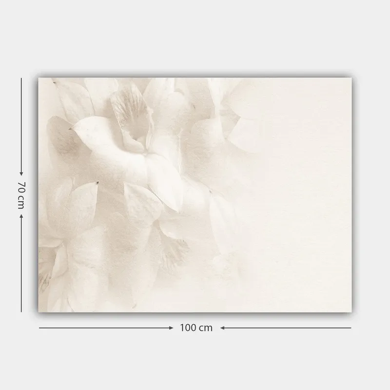 Canvastavla 70x100 cm - Mjuka blommor i subtila nyanser av vitt - Vit / Ljusbeige - Inredning - Tavlor & konst - Canvastavlor