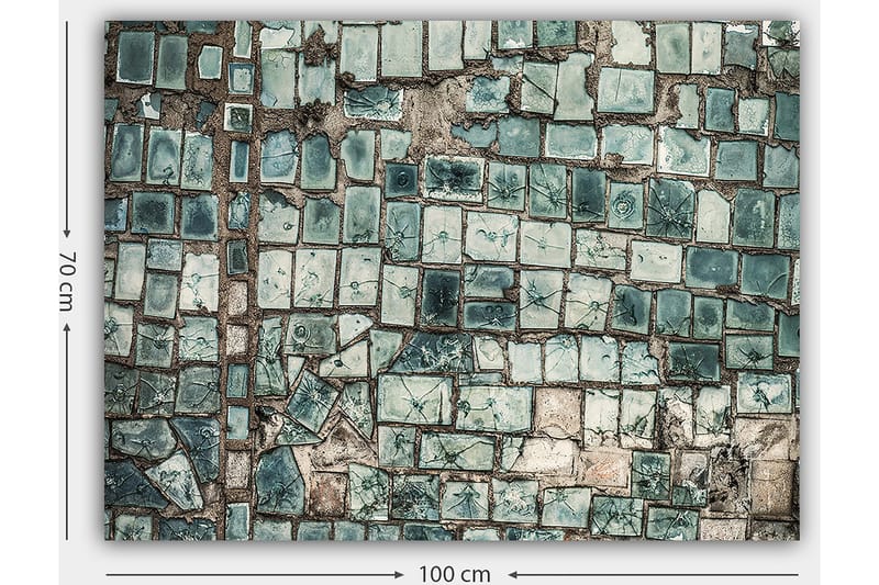 Canvastavla 70x100 cm - Mosaik av skiftande gröna och blå plattor med en strukturerad yta - Mörkgrön / Ljusgrön / Blå - Inredning - Tavlor & konst - Canvastavlor