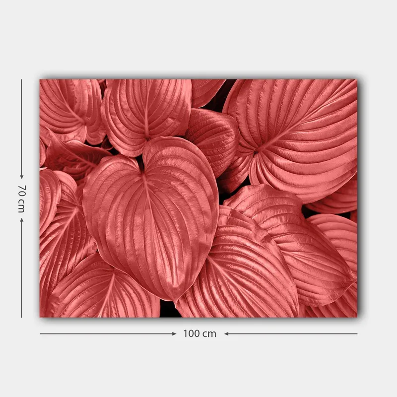 Canvastavla 70x100 cm - Närbild av stiliga, röda blad med tydliga ådringar - Röd / Svart - Inredning - Tavlor & konst - Canvastavlor