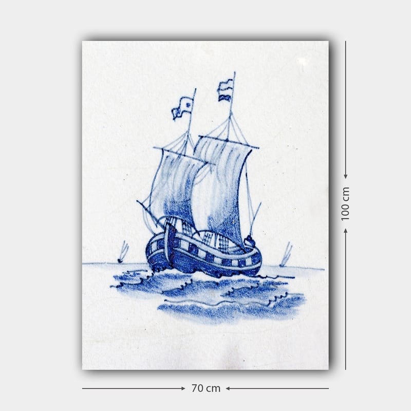 Canvastavla 70x100 cm - Segelbåt med vita segel som navigerar på havet - Blå / Vit - Inredning - Tavlor & konst - Canvastavlor