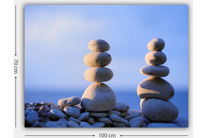 Canvastavla 70x100 cm - Stabila stenar i en harmonisk balans - Ljusgrå / Beige / Blå - Inredning - Tavlor & konst - Canvastavlor