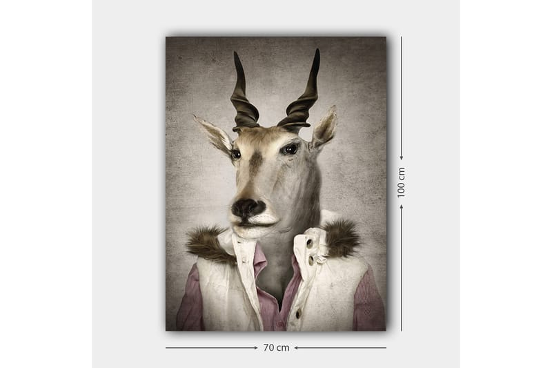 Canvastavla 70x100 cm - Stiliserad bild av en antilopklädd i en modern jacka med krage - Beige / Vit / Grå - Inredning - Tavlor & konst - Canvastavlor