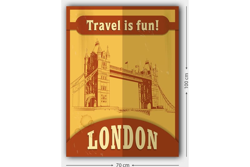 Canvastavla 70x100 cm - Stiliserad illustration av Tower Bridge i London med en retro känsla - Guld / Brun - Inredning - Tavlor & konst - Canvastavlor
