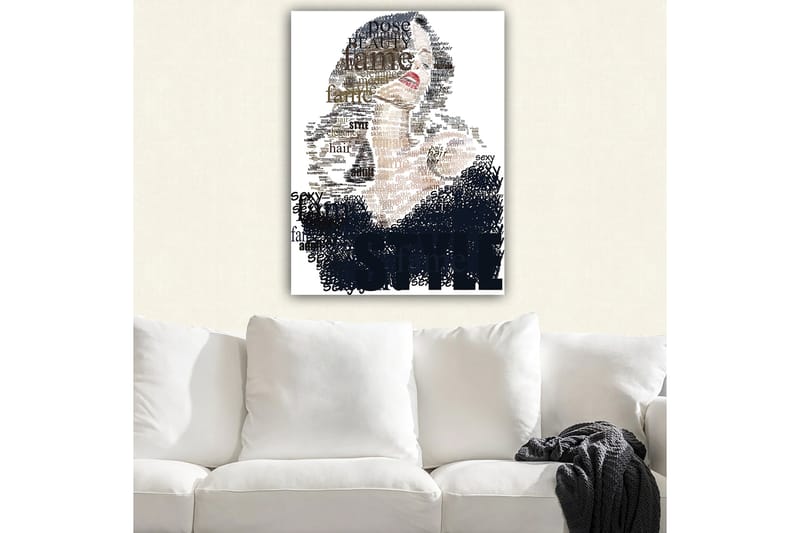 Canvastavla 70x100 cm - Stiliserad kvinna med text som betonar skönhet och självsäkerhet - Svart / Brun / Vit - Inredning - Tavlor & konst - Canvastavlor
