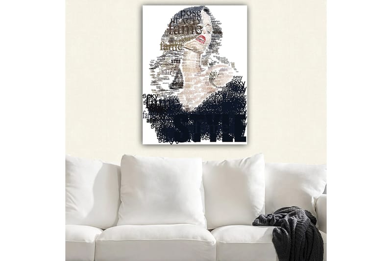 Canvastavla 70x100 cm - Stiliserad kvinna med text som betonar skönhet och självsäkerhet - Svart / Brun / Vit - Inredning - Tavlor & konst - Canvastavlor