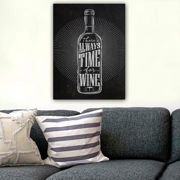Canvastavla 70x100 cm - Stiliserad vinflaska med texten There's always time for wine i en modern design - Svart / Vit - Inredning - Tavlor & konst - Canvastavlor