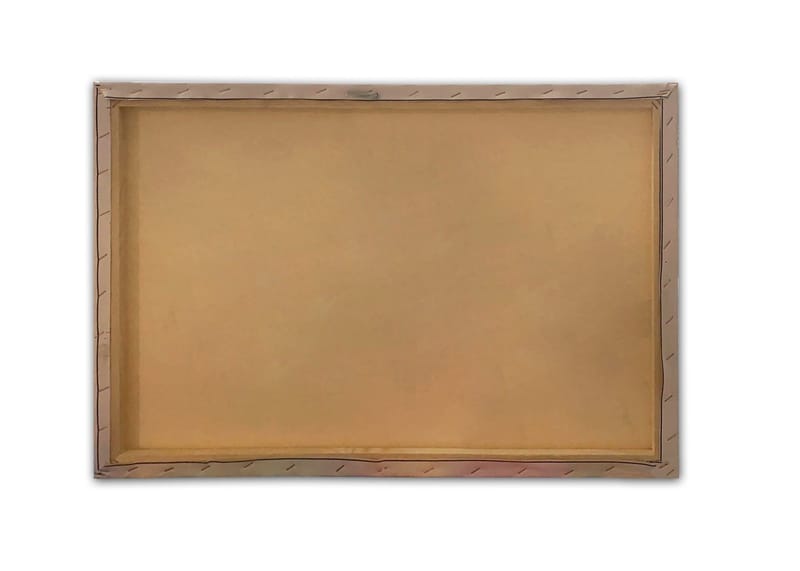 Canvastavla 70x100 cm - Stillsam båt vid en magisk, dimmig strand med ett träd som sträcker sig över vattnet - Blå / Grå / Vit - Inredning - Tavlor & konst - Canvastavlor