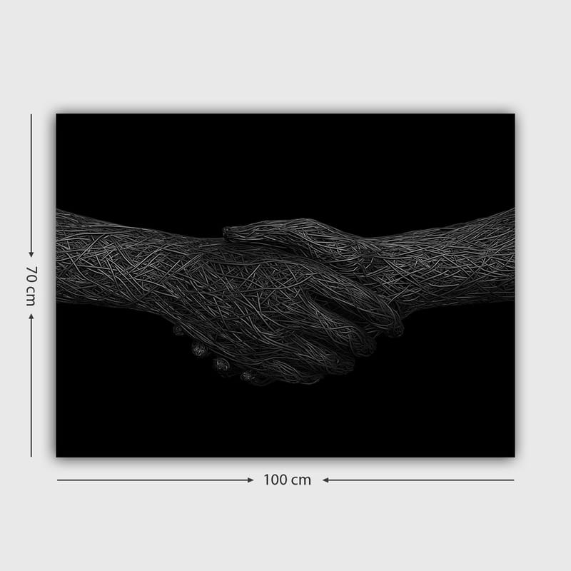 Canvastavla 70x100 cm - Två händer som skakar hand, symboliserande samarbete och enighet - Svart / Grå - Inredning - Tavlor & konst - Canvastavlor