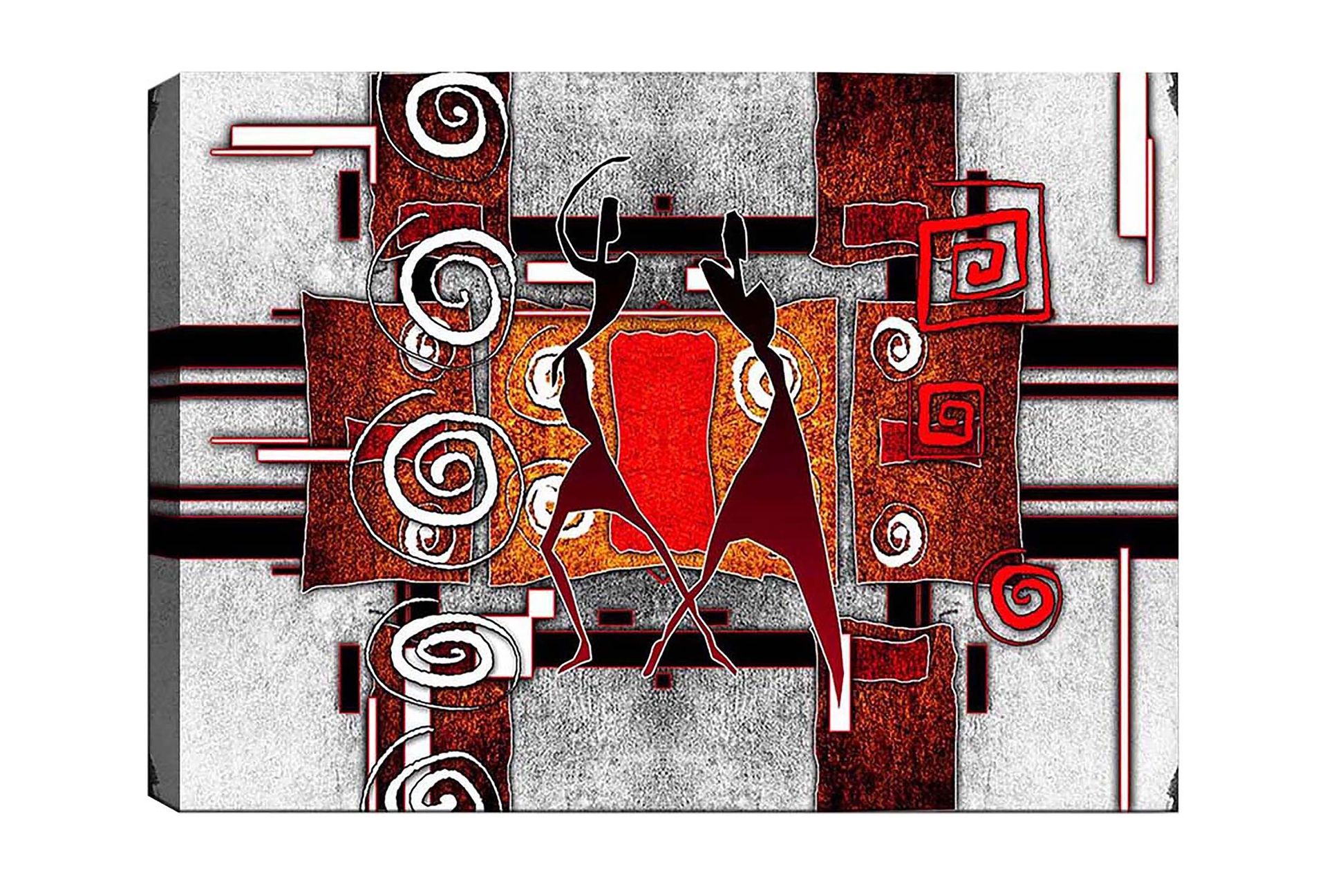 Canvastavla 70x100 cm - Två stiliserade figurer som dansar i en ...