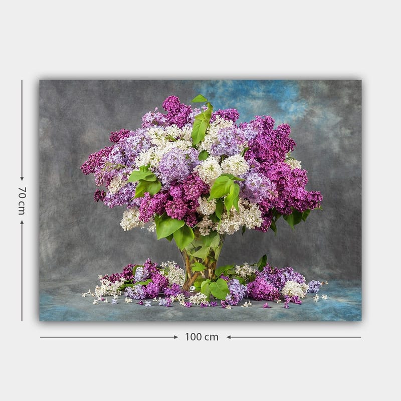Canvastavla 70x100 cm - Vacker bukett av syrener i olika nyanser av lila och vitt - Lila / Vit / Grön - Inredning - Tavlor & konst - Canvastavlor