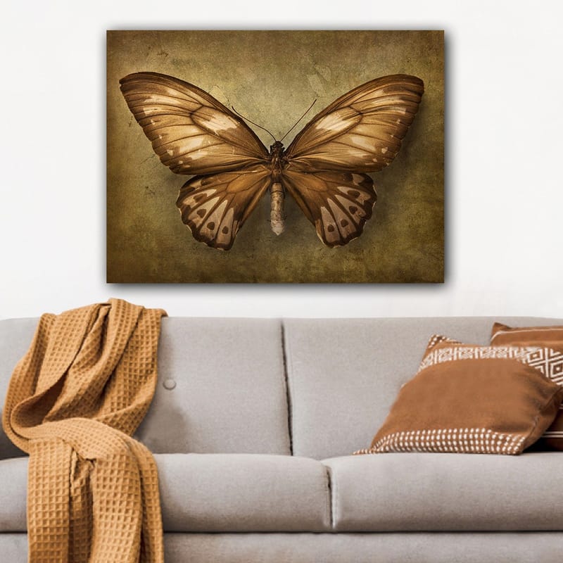 Canvastavla 70x100 cm - Vacker fjäril med detaljerade vingar i bruna och beige nyanser - Brun / Beige - Inredning - Tavlor & konst - Canvastavlor