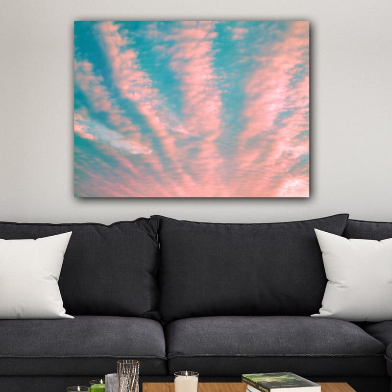 Canvastavla 70x100 cm - Vacker himmel med rosa och blå moln som sträcker sig över ytan - Rosa / Blå - Inredning - Tavlor & konst - Canvastavlor