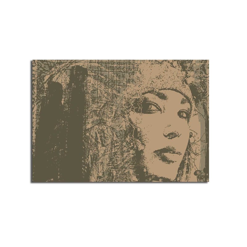 Canvastavla 70x100 cm - Porträtt av en kvinna med en mystisk och uttrycksfull blick - Beige / Brun - Inredning - Tavlor & konst - Canvastavlor