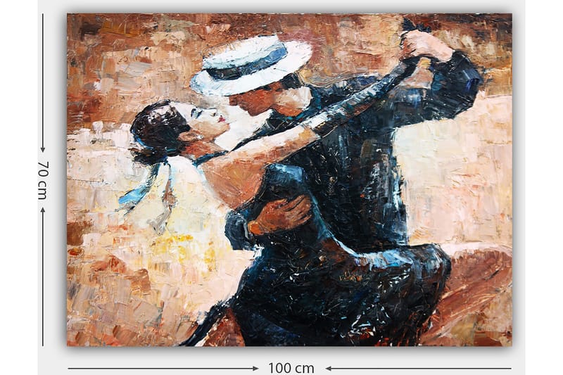 Canvastavla 70x100 cm - Passionerad tango mellan en man och en kvinna - Svart / Beige / Vit - Inredning - Tavlor & konst - Canvastavlor