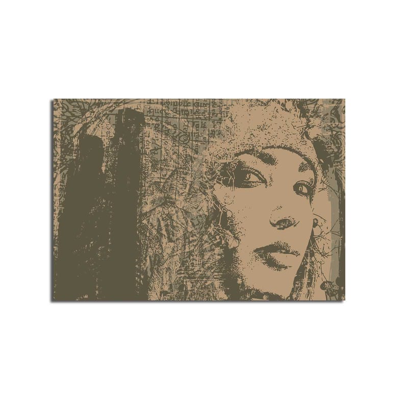 Canvastavla 70x100 cm - Porträtt av en kvinna med en mystisk och uttrycksfull blick - Beige / Brun - Inredning - Tavlor & konst - Canvastavlor