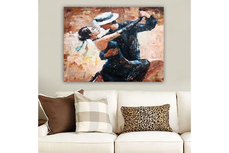 Canvastavla 70x100 cm - Passionerad tango mellan en man och en kvinna - Svart / Beige / Vit - Inredning - Tavlor & konst - Canvastavlor