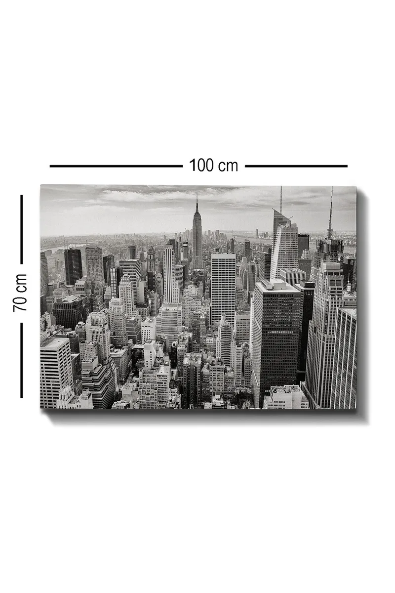 Canvastavla 70x100 cm - Panoramavy av New Yorks skyline i svartvitt - Svart / Vitt / Grått - Inredning - Tavlor & konst - Canvastavlor