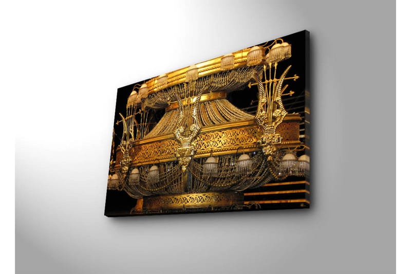 Canvastavla 70x45 cm - Glittrande ljuskrona med intrikata detaljer - Guld / Svart - Inredning - Tavlor & konst - Canvastavlor