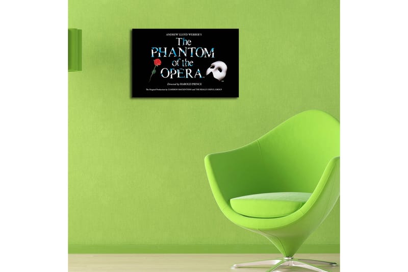 Canvastavla 70x45 cm - Mask och ros från Phantom of the Opera - Svart / Vit / Röd - Inredning - Tavlor & konst - Canvastavlor