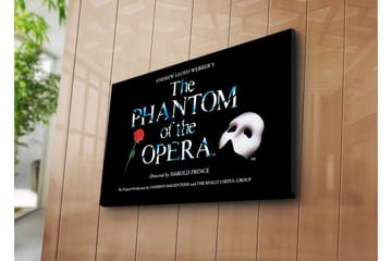 Canvastavla 70x45 cm - Mask och ros från Phantom of the Opera - Svart / Vit / Röd - Inredning - Tavlor & konst - Canvastavlor