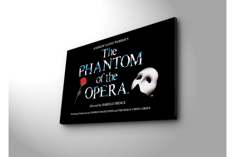 Canvastavla 70x45 cm - Mask och ros från Phantom of the Opera - Svart / Vit / Röd - Inredning - Tavlor & konst - Canvastavlor
