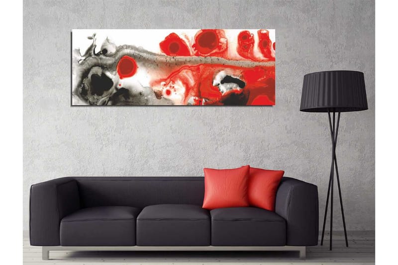 Canvastavla 80x30 cm - Abstrakt komposition med röda och svarta former - Röd / Svart / Vit - Inredning - Tavlor & konst - Canvastavlor