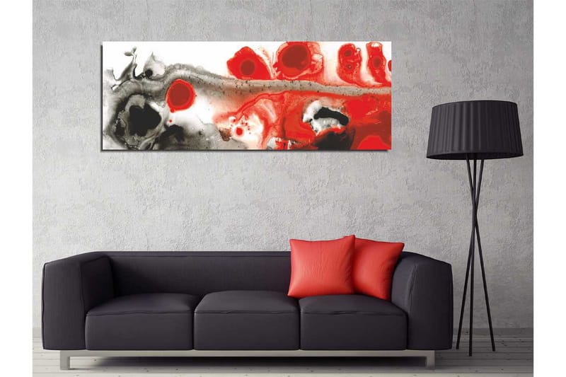 Canvastavla 80x30 cm - Abstrakt komposition med röda och svarta former - Röd / Svart / Vit - Inredning - Tavlor & konst - Canvastavlor